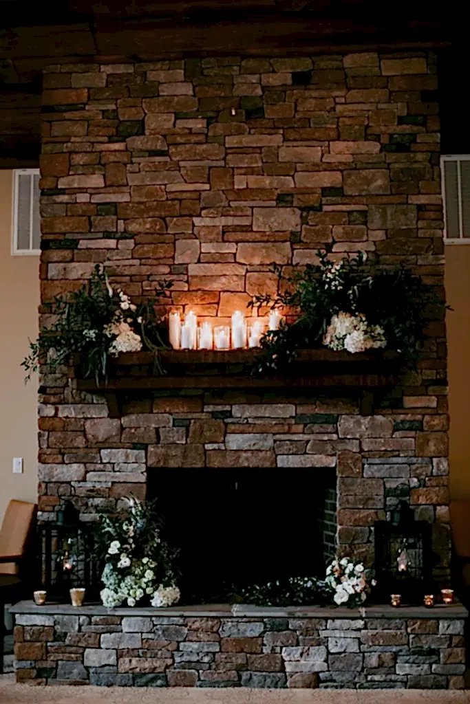 Spring Wedding Fireplace Details