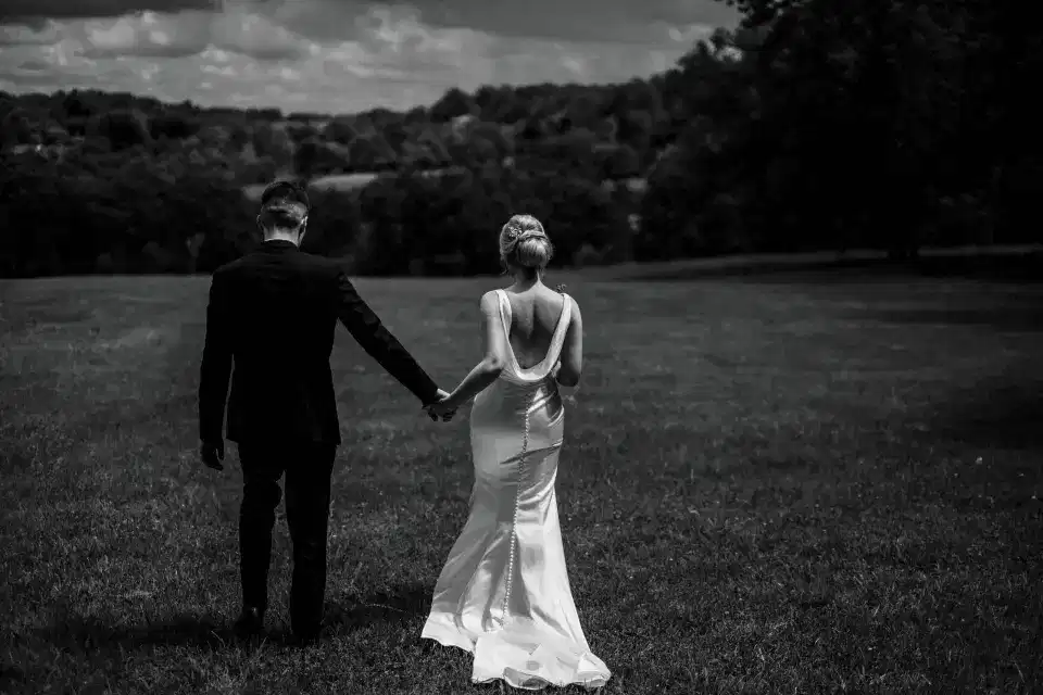 Bride and Groom Walking Wedding